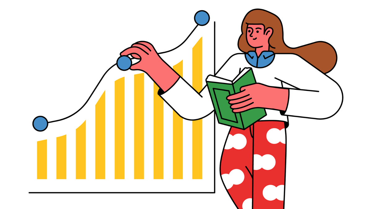 www.getillustrations.com business _ graph, chart, analytics, statistics, presentation, project, woman, people