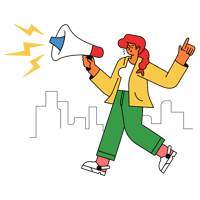 marketing _ promotion, protest, megaphone, woman, event, city@2x